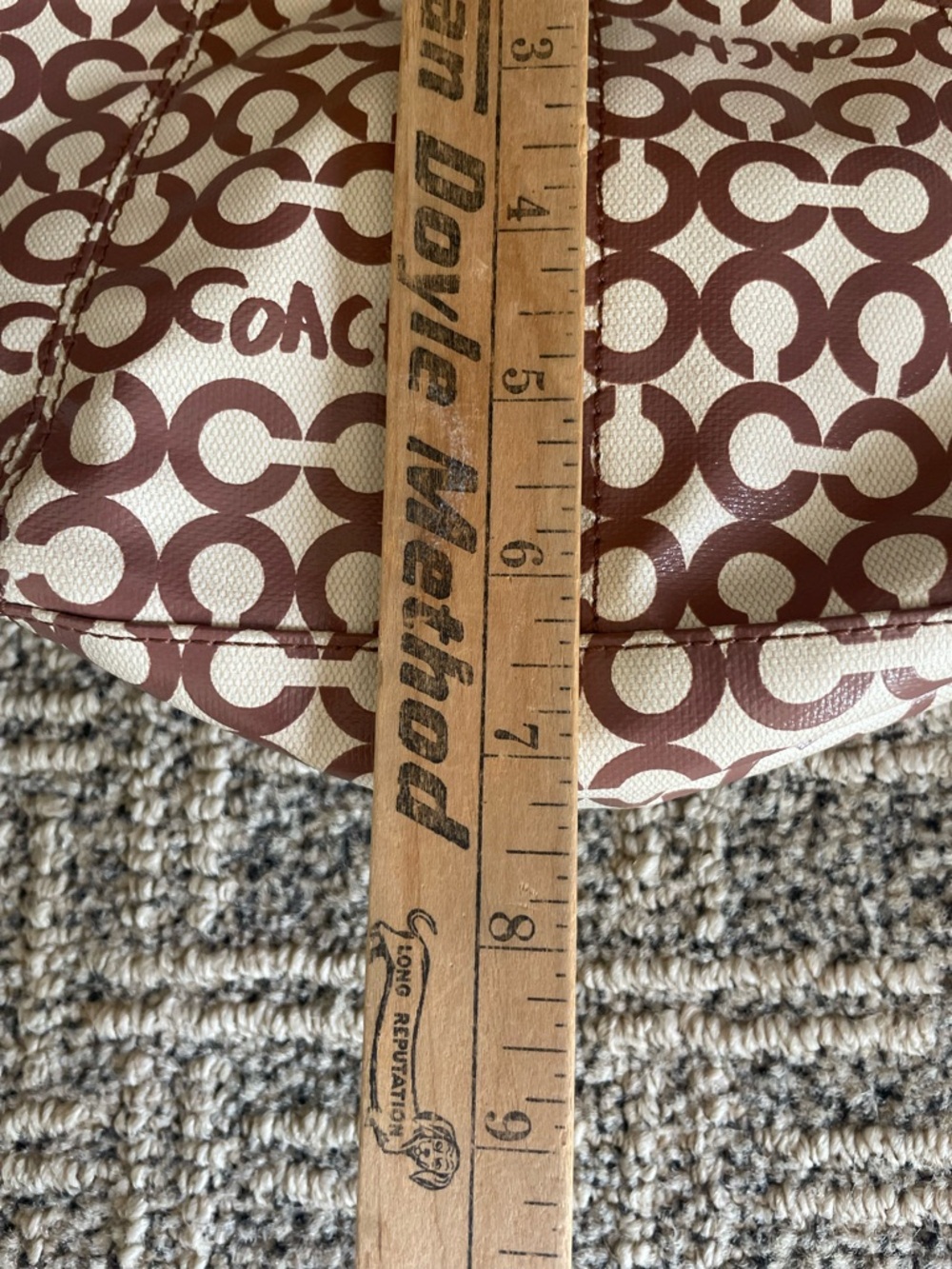 Coach Cream and Tan Signature Logo Small Tote - Picture 8 of 9